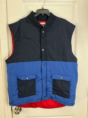 Marc Ecko Quilted Colorblock Puffer Vest in Navy, Royal Blue & Red 3XL